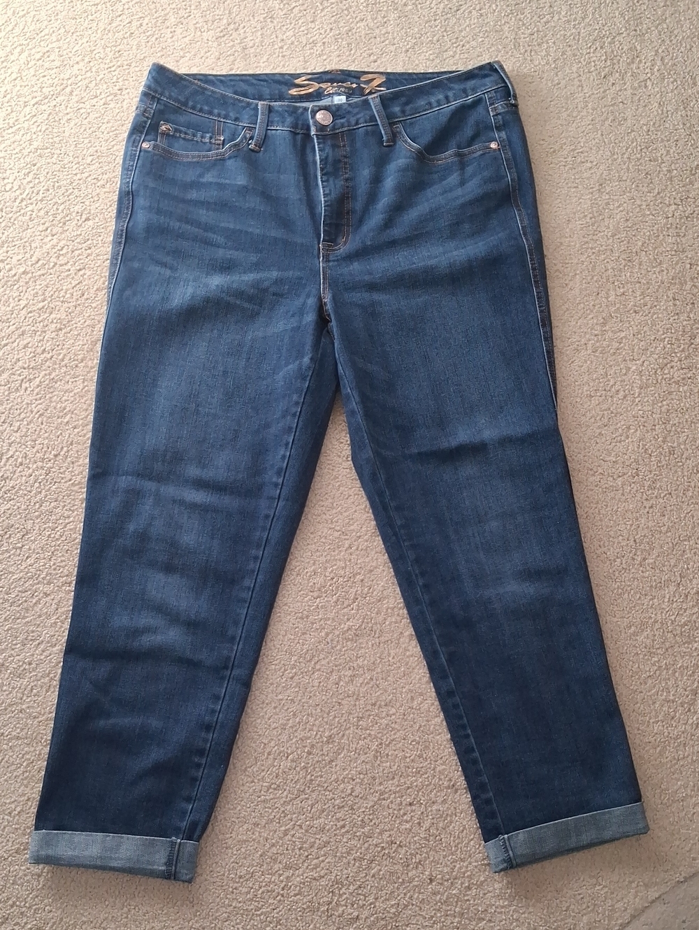 Seven7 Dark Blue Boyfriend Jeans Rolled Cuff Womens 10